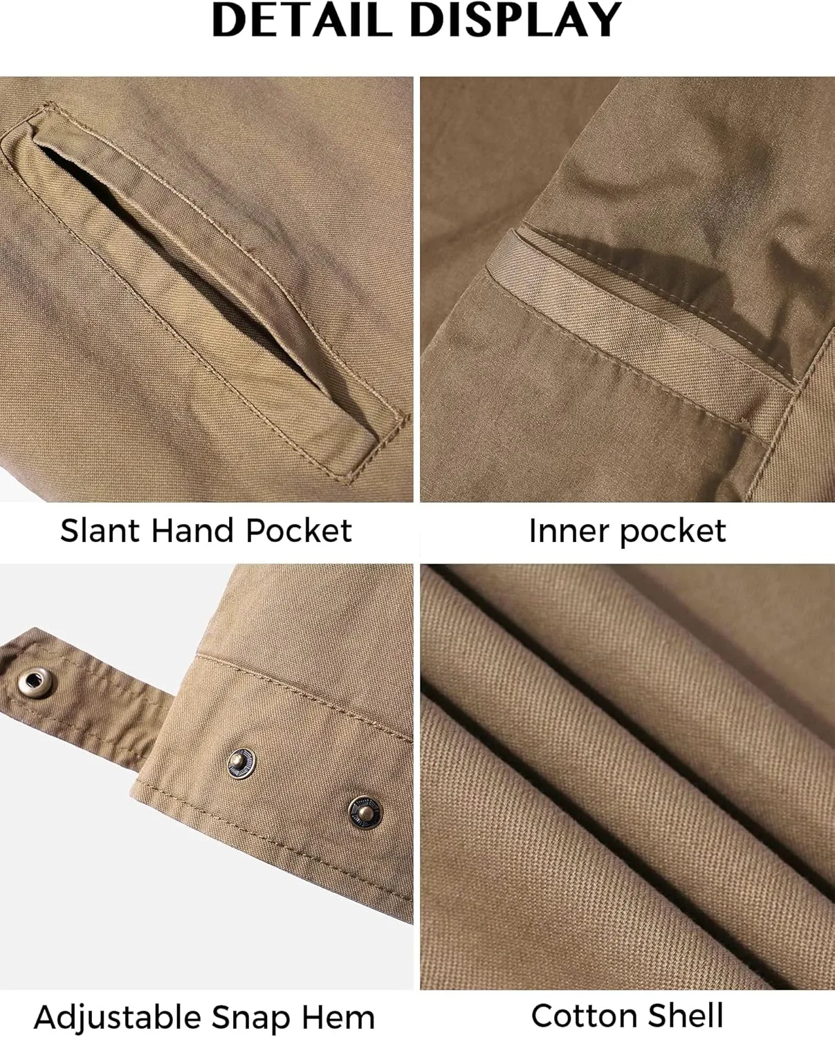 WenVen Men's Lightweight Military Cotton Jacket Casual Spring Lapel Work Coat