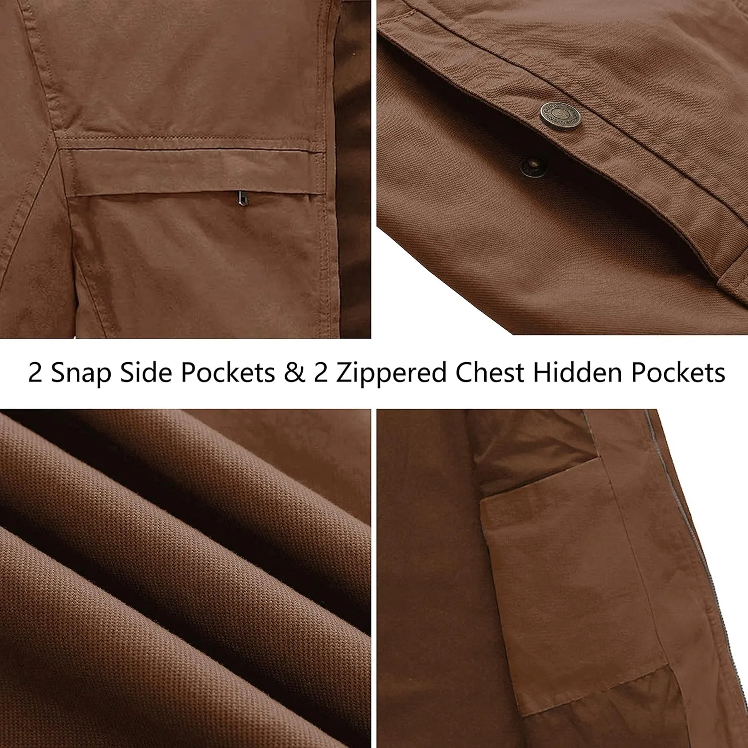 WenVen Men's Spring Canvas Military Style Jacket Casual Lightweight Cotton Coat