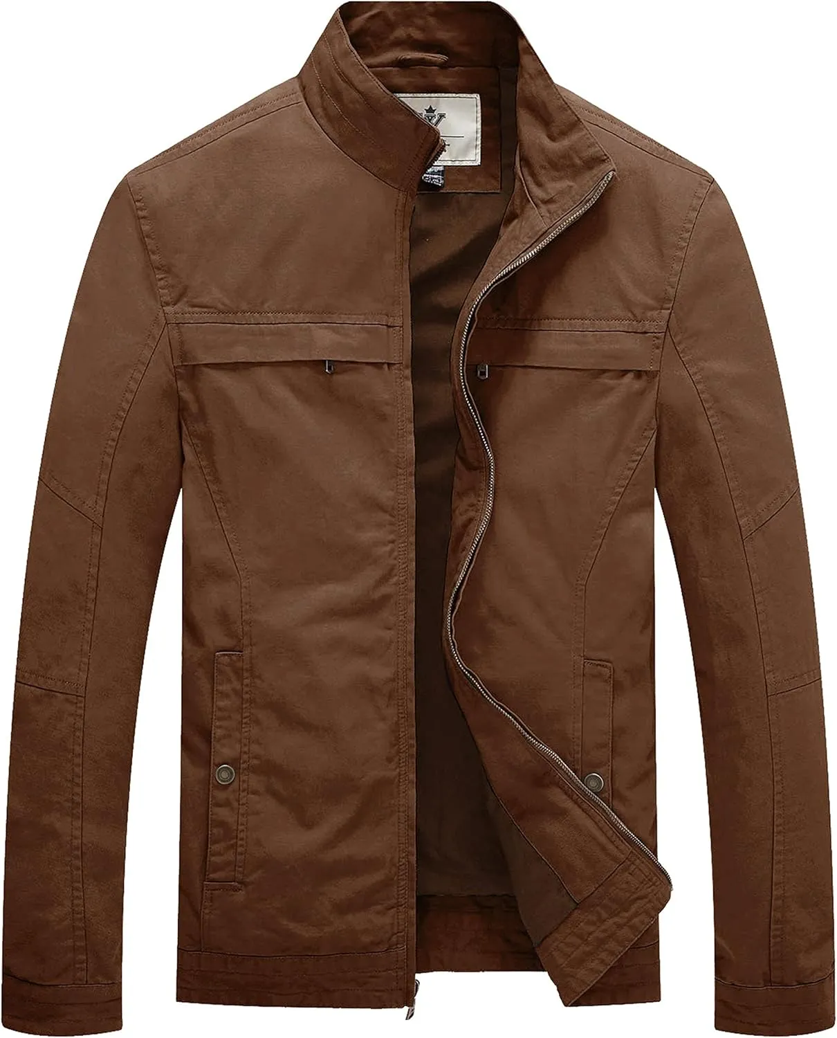 WenVen Men's Spring Canvas Military Style Jacket Casual Lightweight Cotton Coat