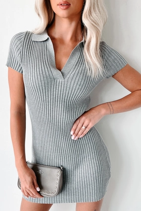 When We Were Us Polo Mini Dress (Heather Grey) Work Look