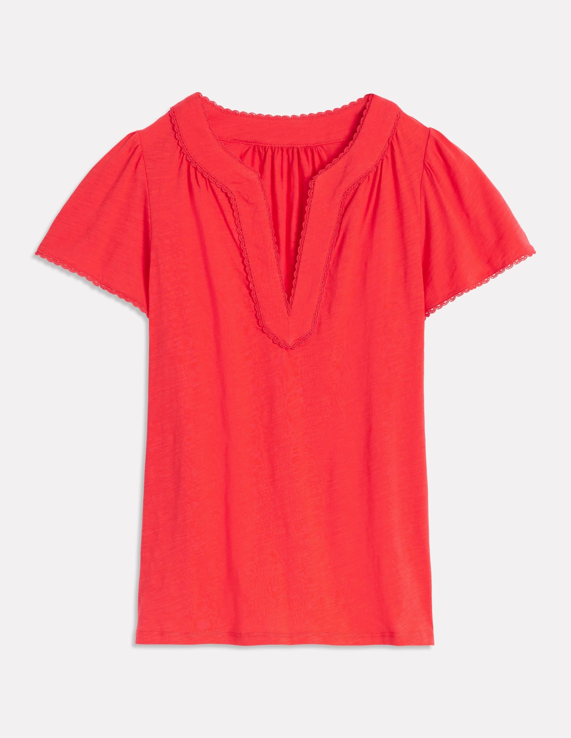 Ava Short Sleeve Top-Jam Red YarnDyed Stripes SeamlessSidePanels