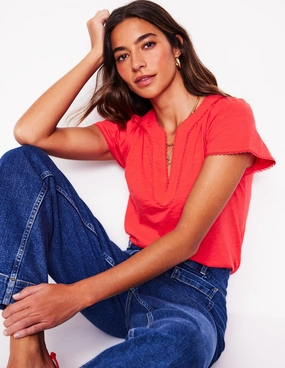 ZeroWastePattern Ava Short Sleeve Top-Jam Red