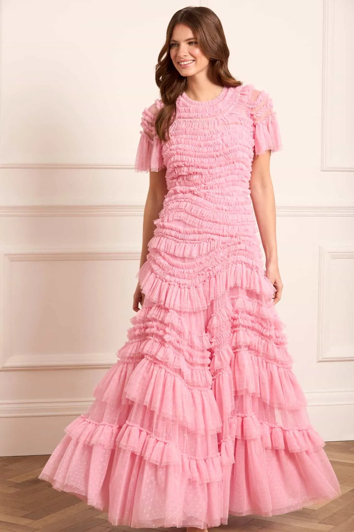 Wild Rose Short Sleeve Gown Glam Touch Fresh Look