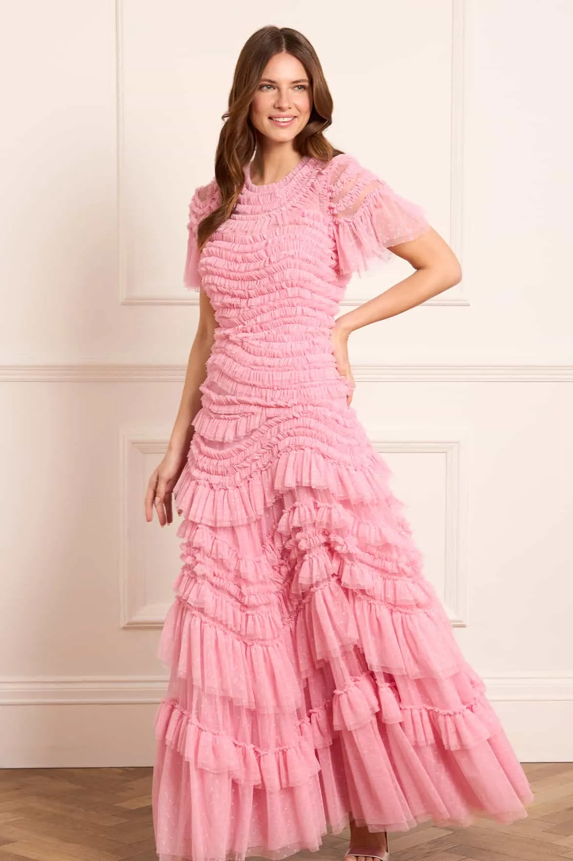 MoldResistantTexture Wild Rose Short Sleeve Gown