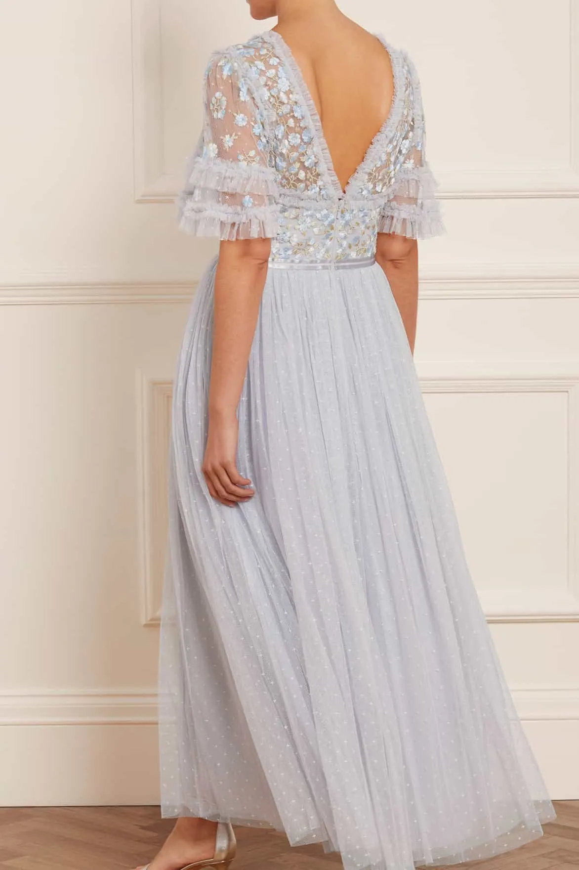 DurableStitching Fluid Cut Wildflower Ditsy Bodice Ankle Gown