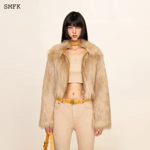 WildWorld Faux Fur Short Jacket In Wheat