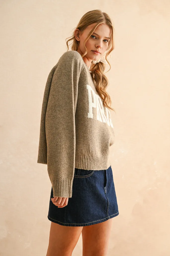 Durable Weave MultiPanelDesign Paris Overized Sweater in Straw