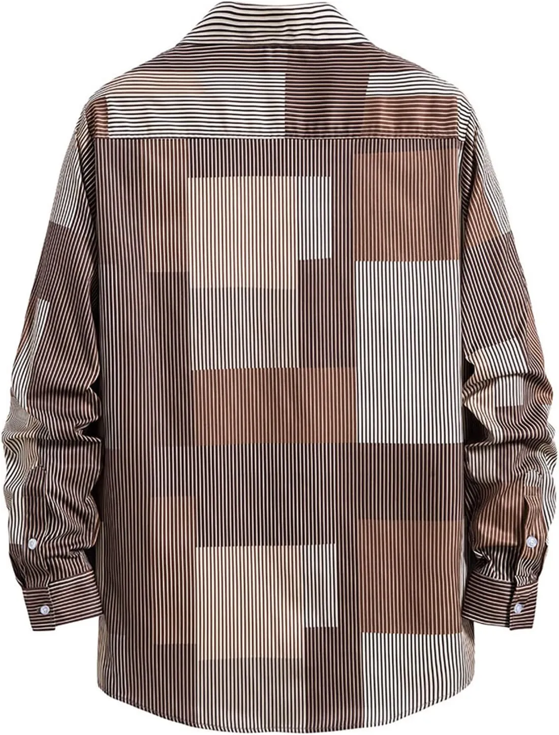 Winter Coat Men Plaid Square Printing Lightweight Breathable Long Sleeve Lapel Formal Shirt Shirt Plaid Cotton