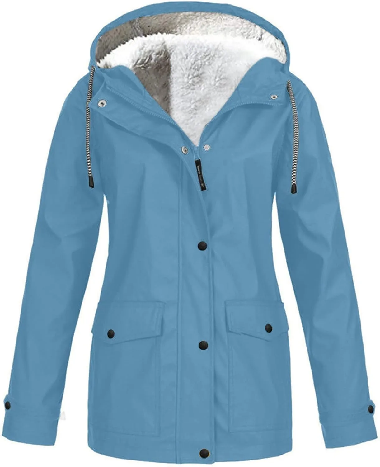Winter Coats for Women Thick Warm Fleece Lined Waterproof Rain Coats Zip Up Hooded Outdoor Thick Jacket with Pockets