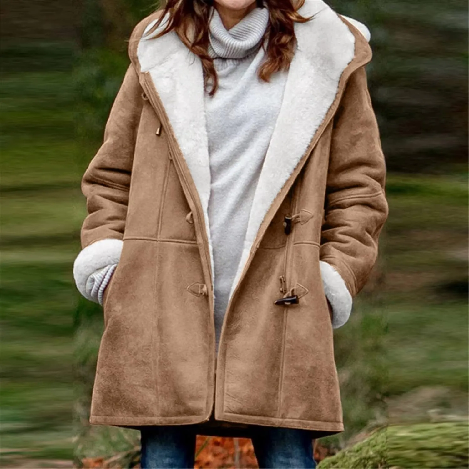 Winter Coats for Women Thick Warm Fleece Lined Waterproof Rain Coats Zip Up Hooded Outdoor Thick Jacket with Pockets