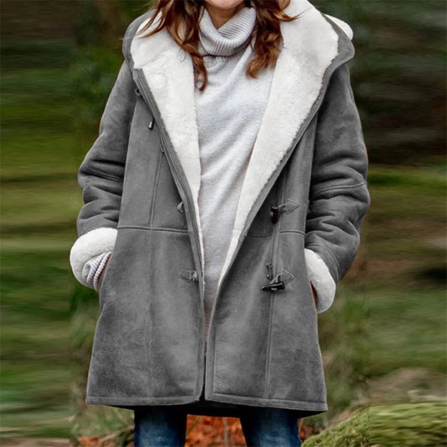 Winter Coats for Women Thick Warm Fleece Lined Waterproof Rain Coats Zip Up Hooded Outdoor Thick Jacket with Pockets