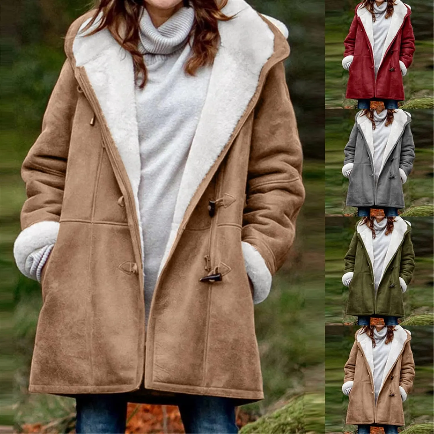 Winter Coats for Women Thick Warm Fleece Lined Waterproof Rain Coats Zip Up Hooded Outdoor Thick Jacket with Pockets