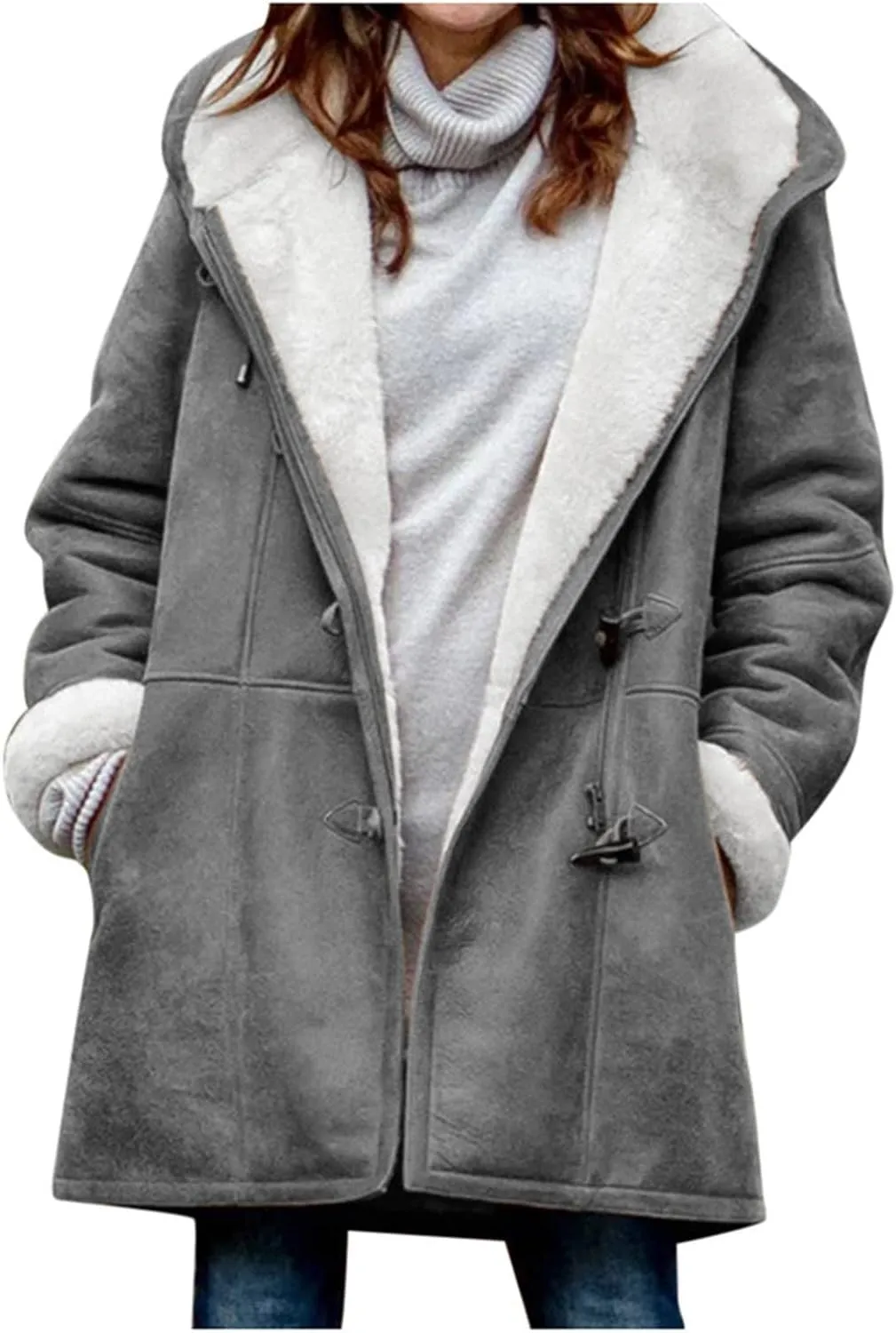 Winter Coats for Women Thick Warm Fleece Lined Waterproof Rain Coats Zip Up Hooded Outdoor Thick Jacket with Pockets