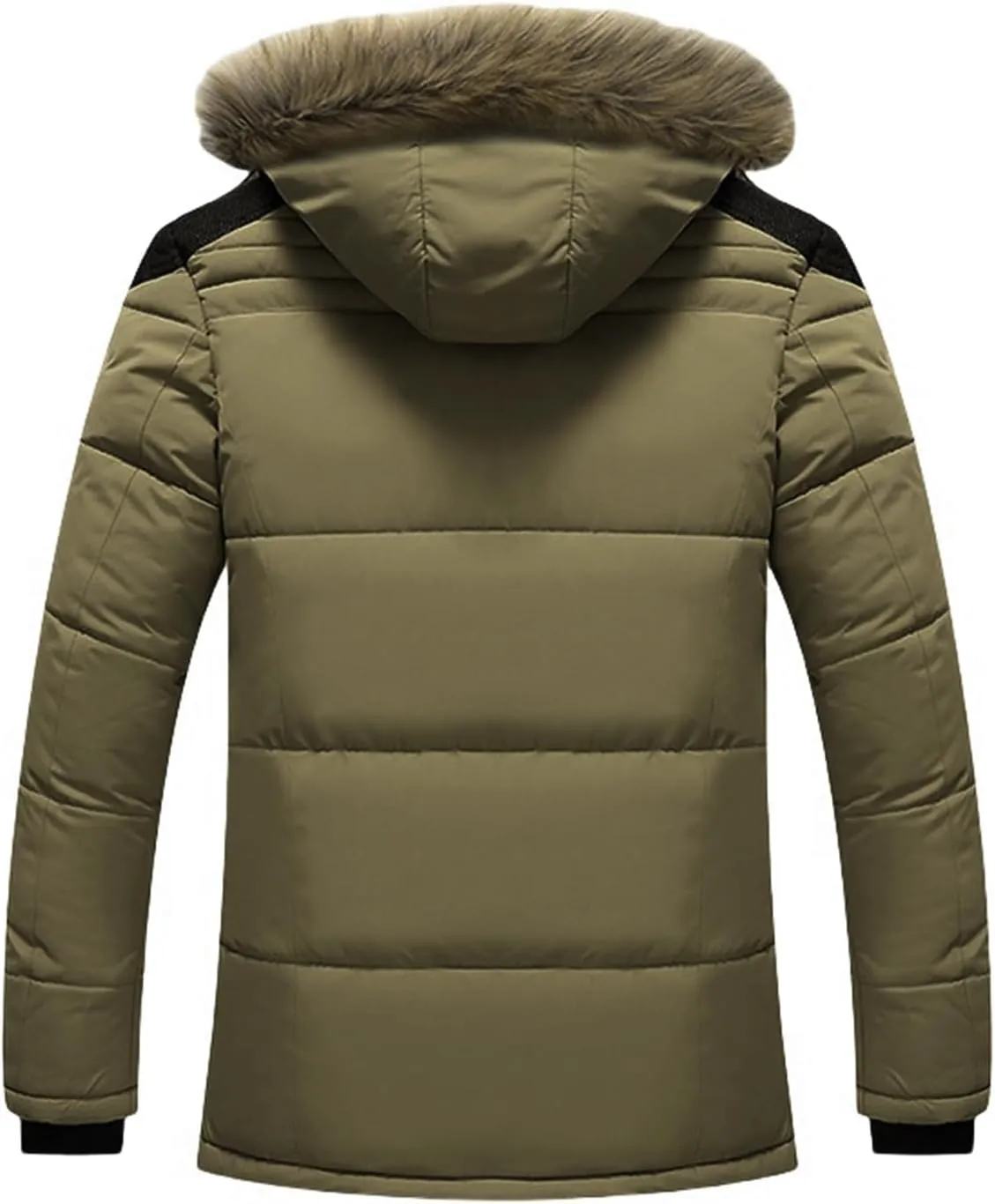 Winter Jacket Men Faux Fur Hooded Jacket Sherpa Lined Warm Coat Puffer Padded Jacket Zipper Outdoor Outwear Thicken