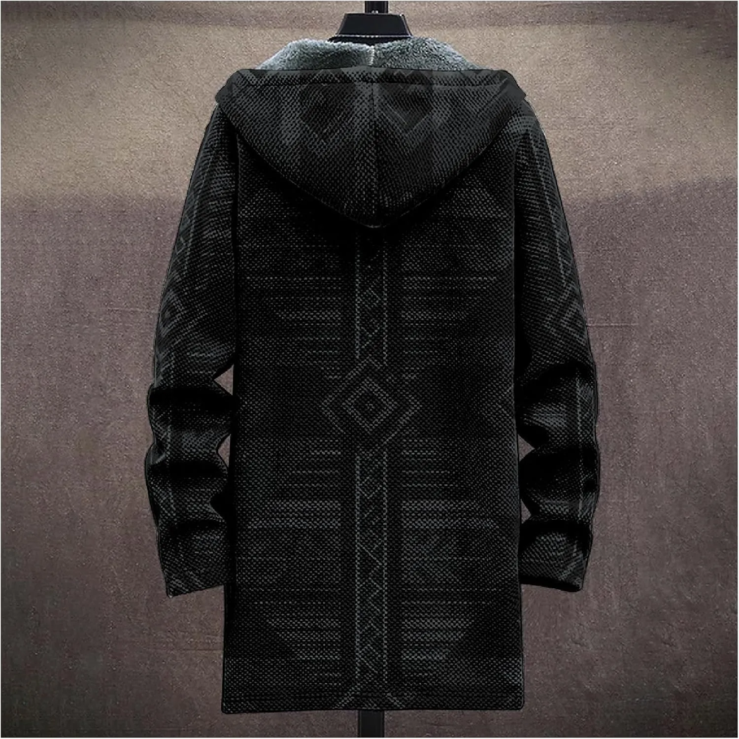 Winter Jackets for Men Thickened Hoodies Long Sleeve Prints Fashion Zip Up Vintage Long Cotton Coats