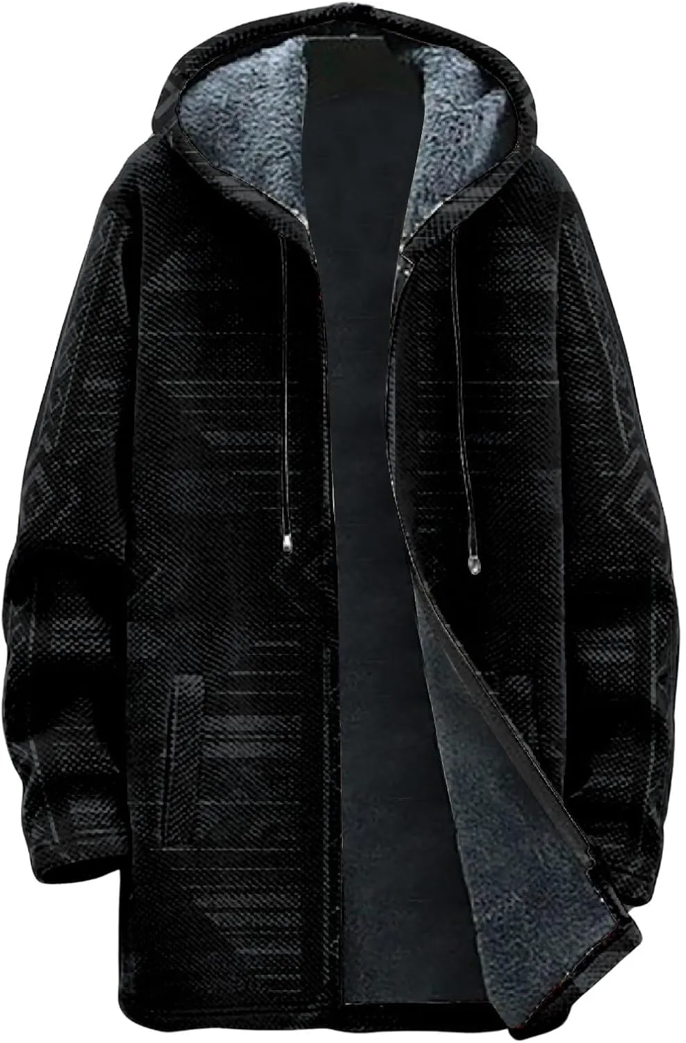 Winter Jackets for Men Thickened Hoodies Long Sleeve Prints Fashion Zip Up Vintage Long Cotton Coats