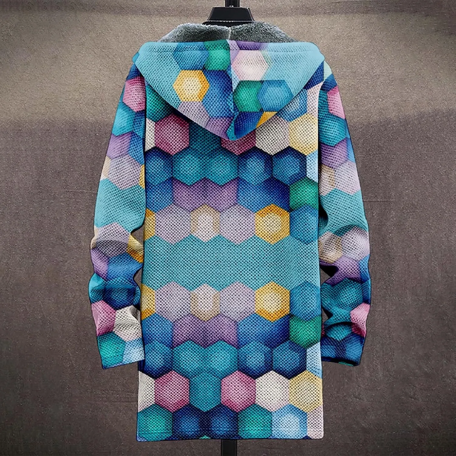 Winter Jackets for Men Thickened Hoodies Long Sleeve Prints Fashion Zip Up Vintage Long Cotton Coats