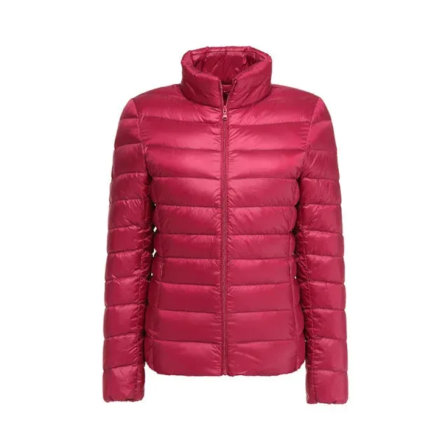 Winter Portable Standing Collar Down Jacket Women’s Thin Warm Versatile Coat