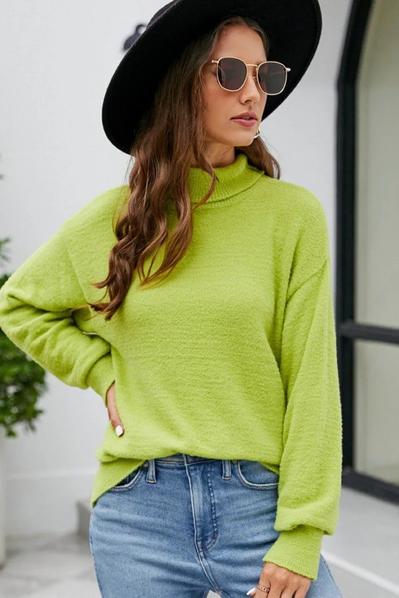 BioBased Fiber WOMEN BASIC ROLL HIGH NECK PULLOVER SWEATER