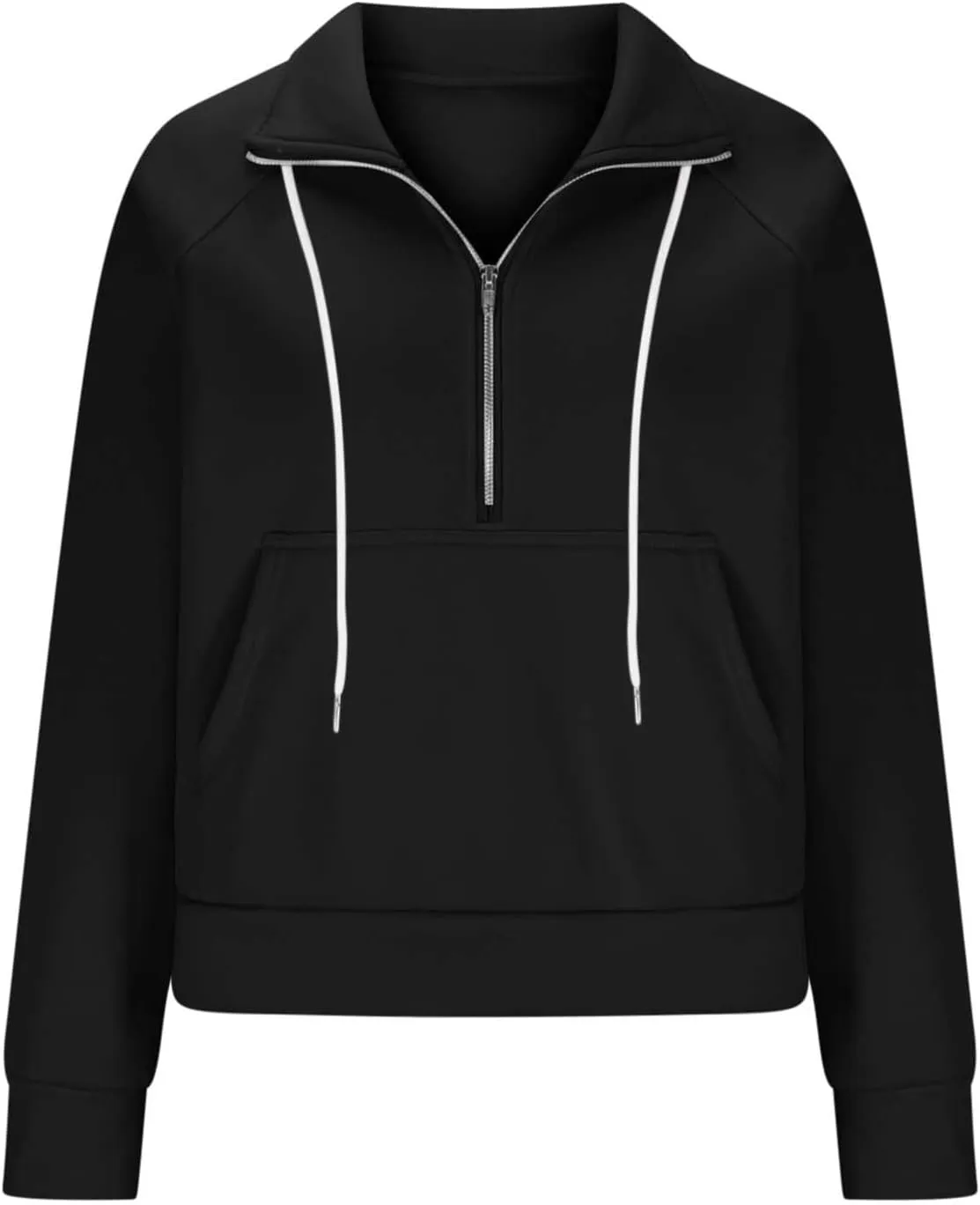 Women Casual Half Zip Sweatshirts 2024 Fall Trendy Long Sleeve Loose Tops Y2K Cropped Pullover Oversized Preppy Clothes