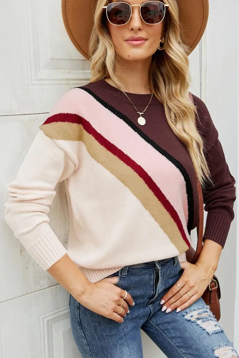 AirflowOptimized Design WOMEN COLOR STRIPED RIB SLEEVE PULLOVER