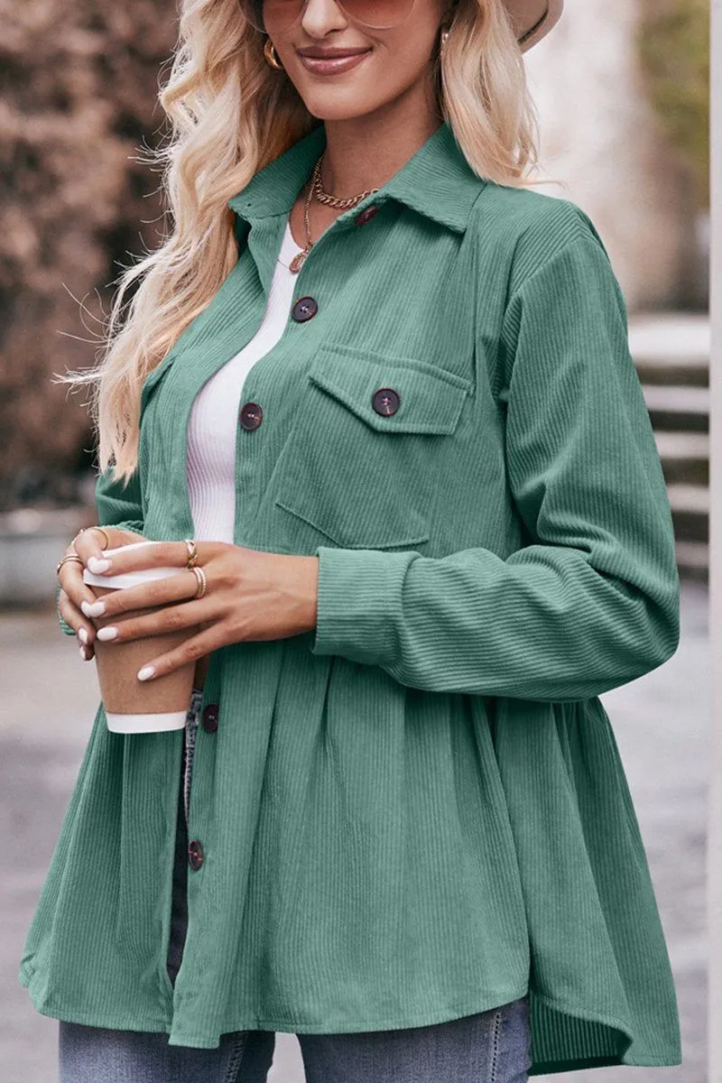 ConvertibleStyle WOMEN CORDUROY BUTTON UP SHIRTS WITH POCKETS