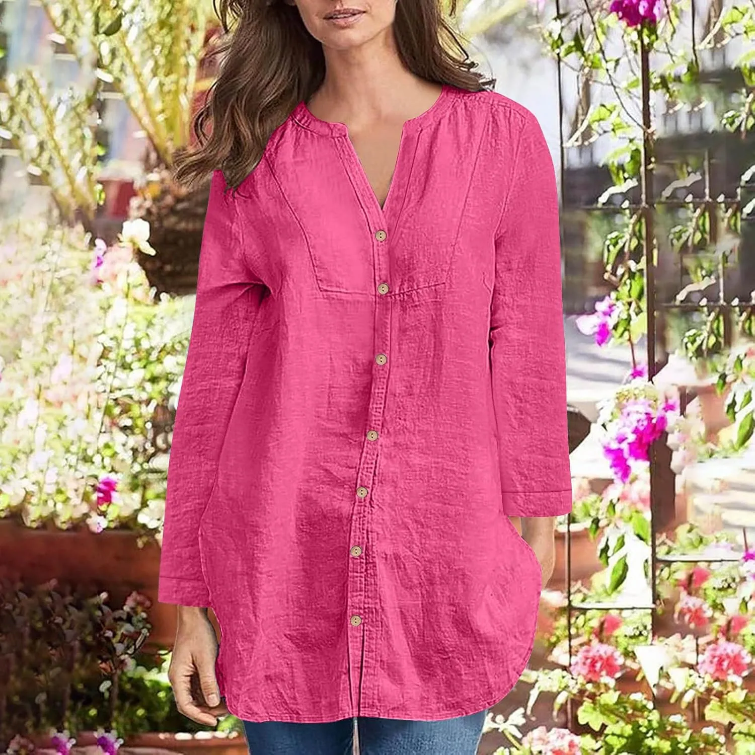 Women Cotton Linen Shirt Dressy Casual Button Down Tunic Dress Tops 2025 Summer Long Sleeve Beach Cover Up Tunic Tees