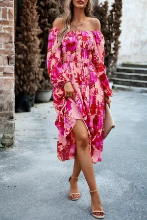 Flared shape WOMEN FLORAL PATTERN SQUARE NECK MAXI DRESS