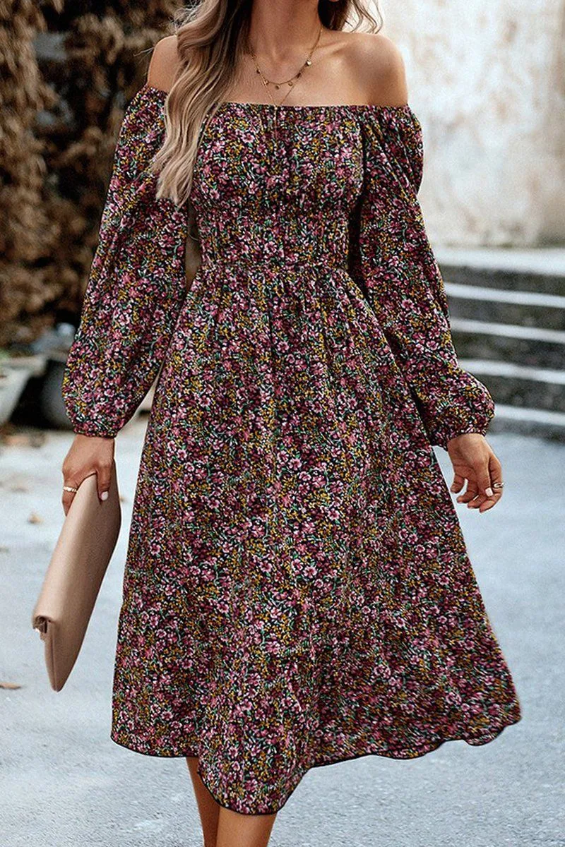 Simple Ease WOMEN FLORAL PATTERN SQUARE NECK MAXI DRESS