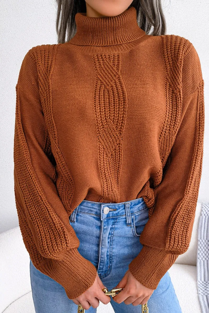 Non Restrictive Fit WOMEN HIGH NECK SOLID FALL WINTER CASUAL SWEATER