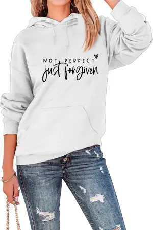 Wear Resistant Fabric Durable Hem Stitching WOMEN LETTER PRINT KANGAROO POCKET LOOSE HOODIE