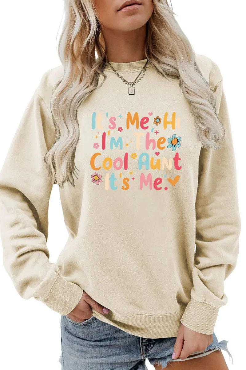 WOMEN LETTERING PRINT LOOSE FIT PULLOVER TOP Easy to Wear ReinforcedStitching