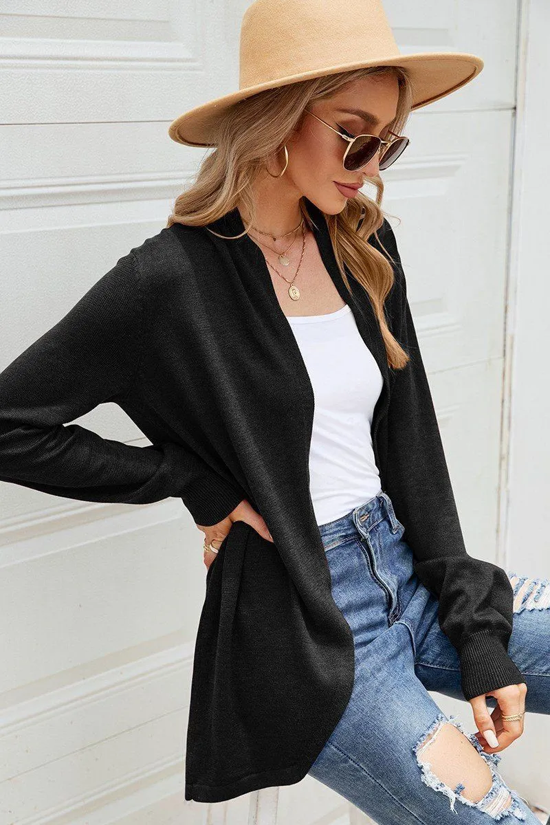 WOMEN LIGHTWEIGHT OPEN FRONT DAILY KNIT CARDIGAN ReflectiveAccents StainRepellentCoating
