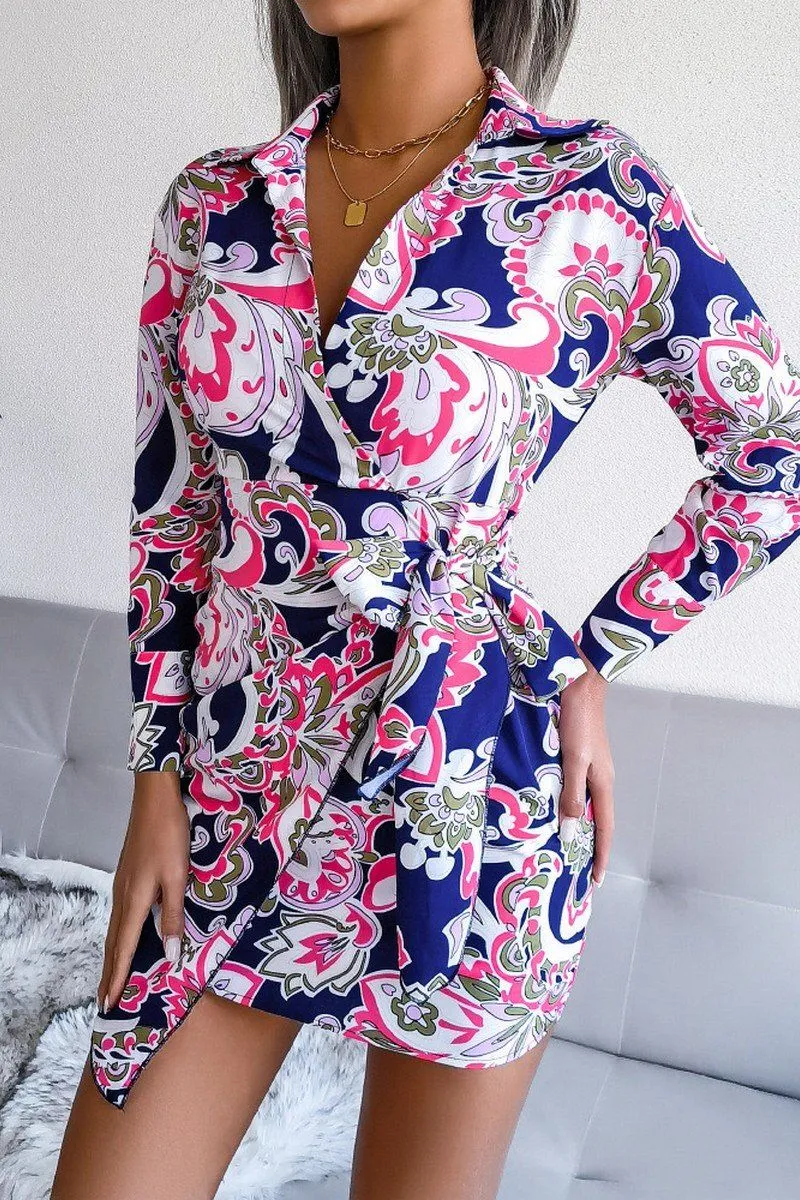 WOMEN LONGSLEEVE PRINTED LACE UP SHIRT DRESS Tailored Piece Minimalist Layering
