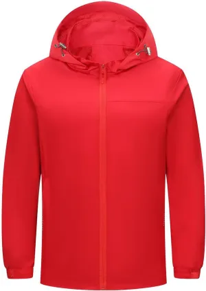 Women Men Hooded Rain Jackets Softshell Windproof Raincoat Plus Size Long Sleeve Outdoor Windbreaker with Pockets