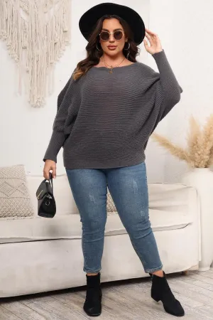 WOMEN PLUS SIZE LOOSE FIT OVERSIZED KNIT SWEATER AbrasionResistantEdging Drop Shoulder Design