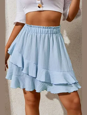 WOMEN RUFFLED HIGH ELASTIC WAIST SHORT SKIRT Minimalist Fit Fit Freedom