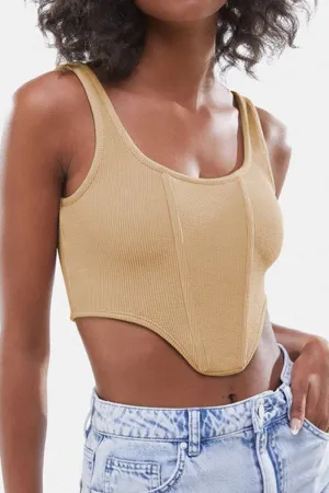 WOMEN SEXY DEEP U NECK CROP TANK TOP Hidden Ventilation Zones Chic Cardigan