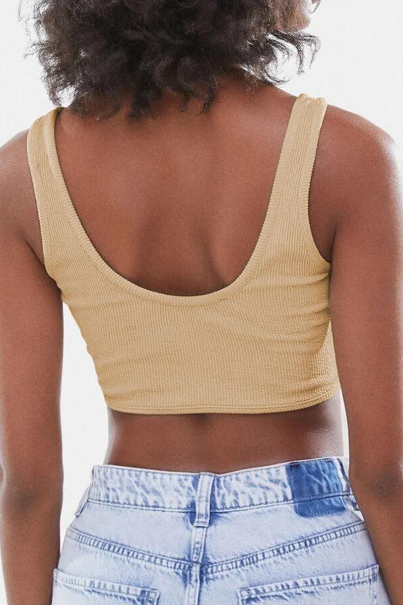 BondedEdges WOMEN SEXY DEEP U NECK CROP TANK TOP