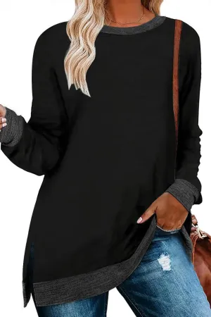 WOMEN SIDE SLIT OVERSIZED CREW NECK TEE Ultrasoft Inner Lining