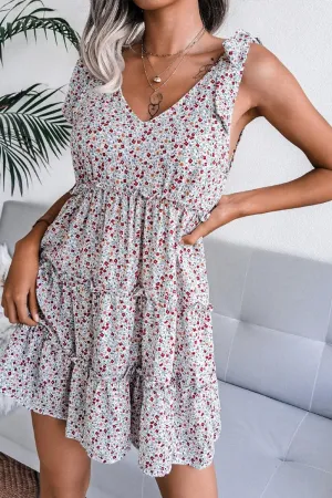 WOMEN SLEEVELESS TIED SHOULDER STRAP TIERED DRESS Natural Drape