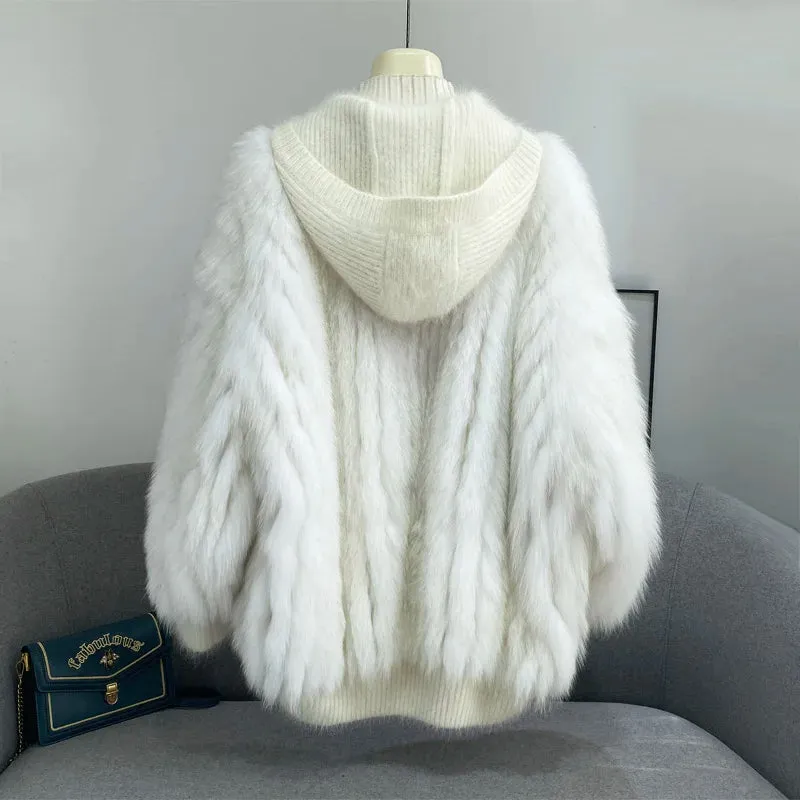 Women Thick Fur Knitted Hoodies