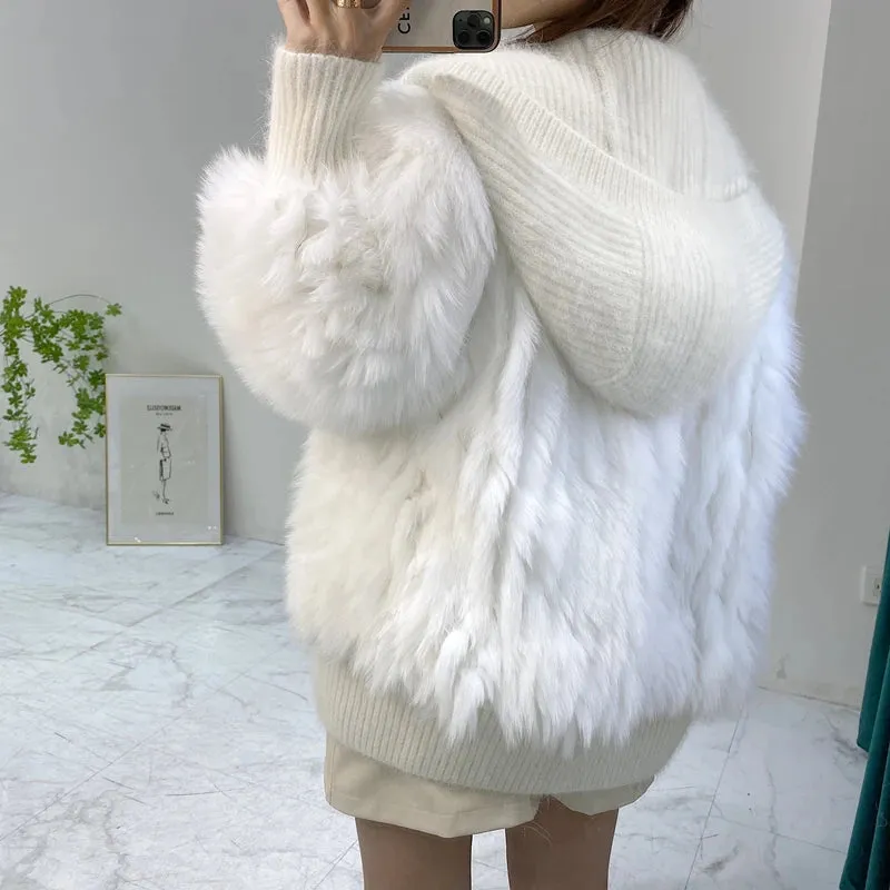 Women Thick Fur Knitted Hoodies