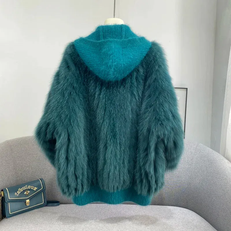 Women Thick Fur Knitted Hoodies