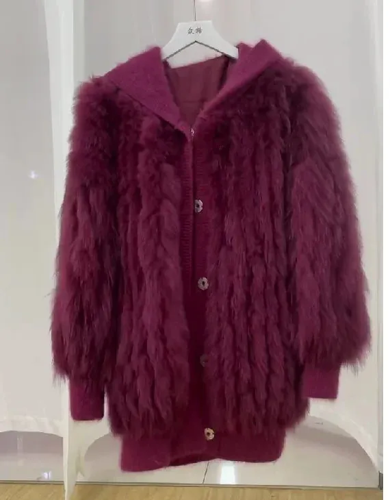 Women Thick Fur Knitted Hoodies