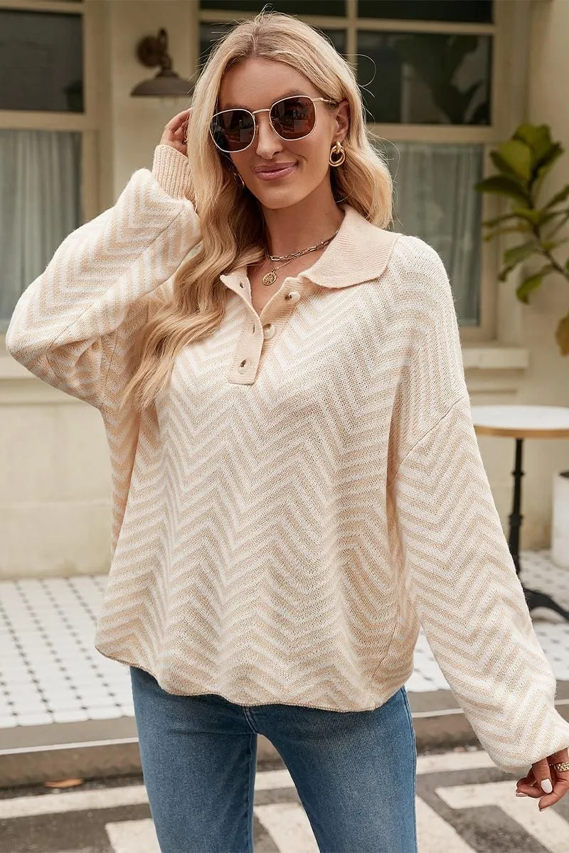 Sporty Cardigan AntiStatic Weave WOMEN V PATTERNED BUTTON V NECK JUMPER TOP