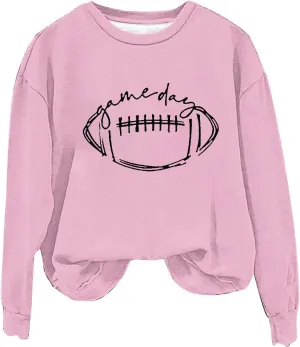 Womens American Football Printed Hoodies Fashion Casual Long Sleeve Hoodie Oversized Crewneck Cropped Sweatshirt