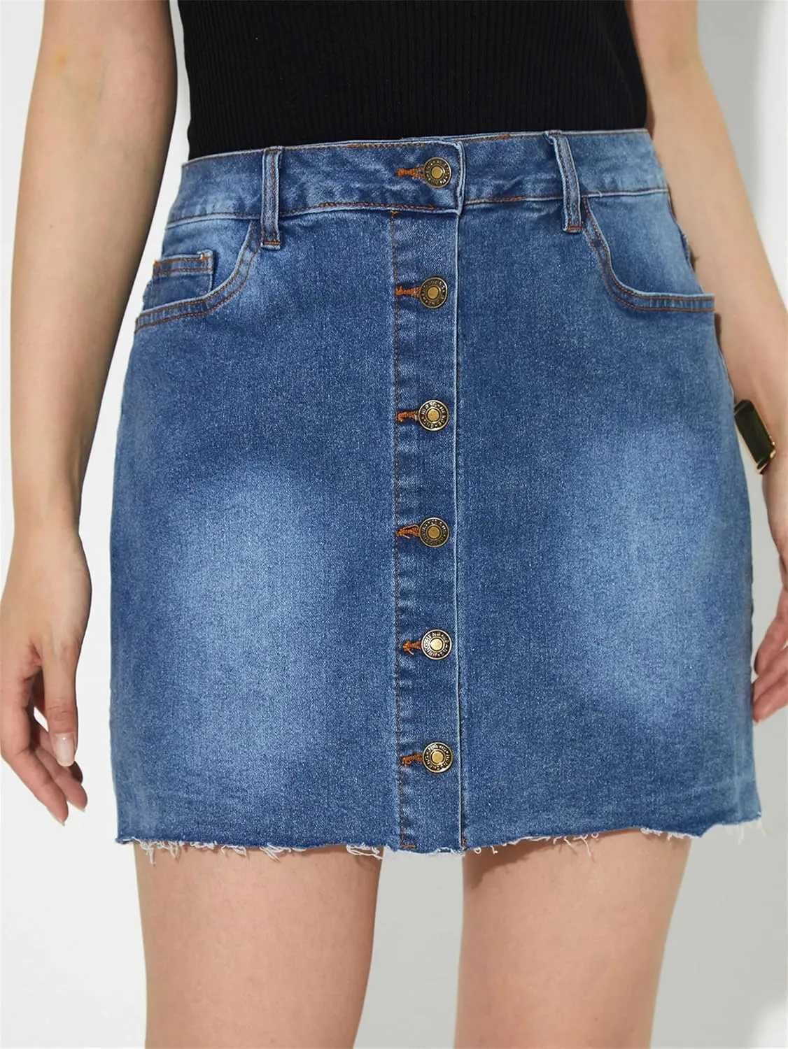 Women's Button Denim Mini Denim Skirtvintage High Waist Streetwear Straight Jeans Short Skirts