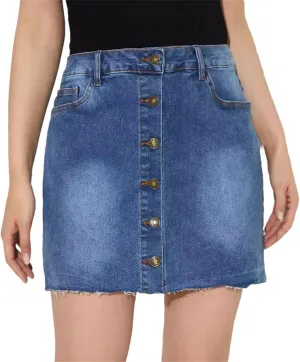 Women's Button Denim Mini Denim Skirtvintage High Waist Streetwear Straight Jeans Short Skirts