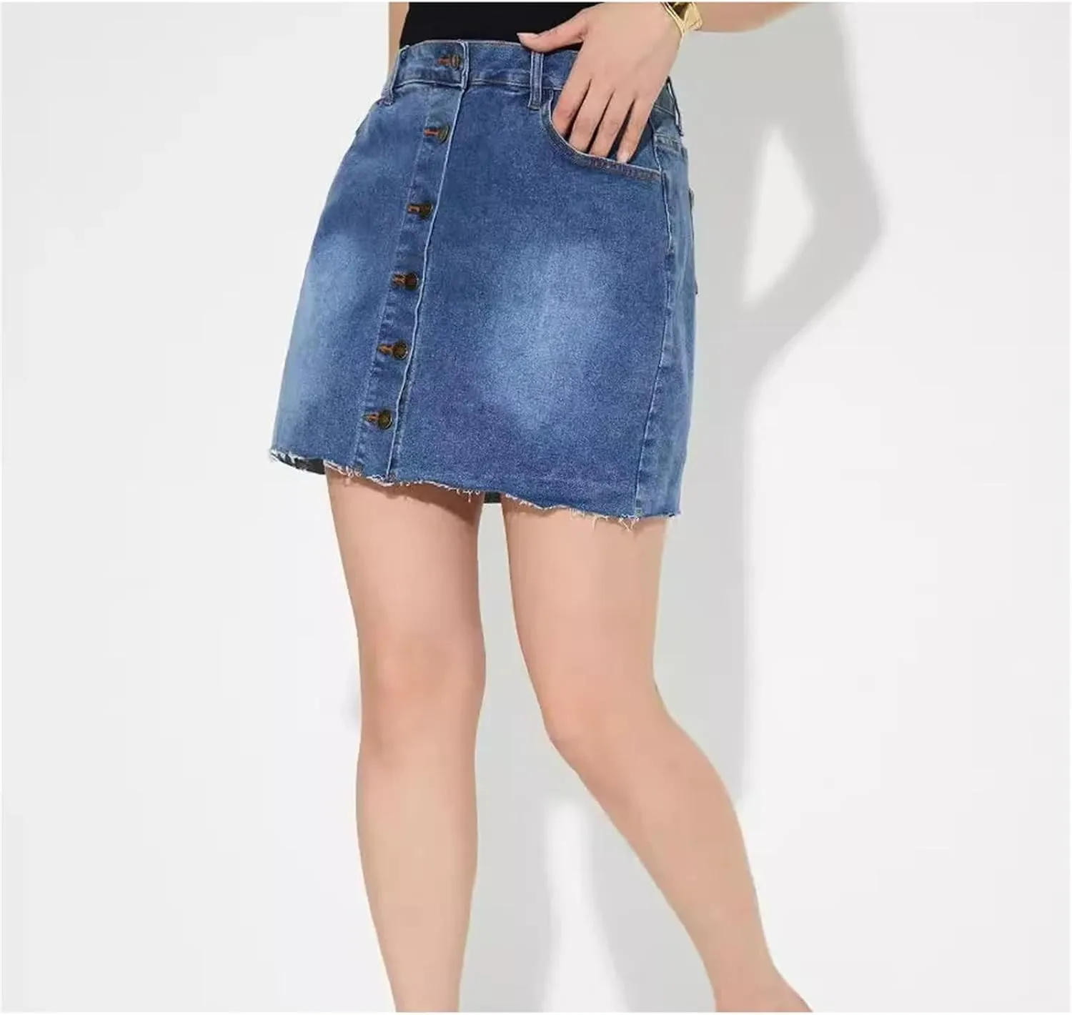 Women's Button Denim Mini Denim Skirtvintage High Waist Streetwear Straight Jeans Short Skirts